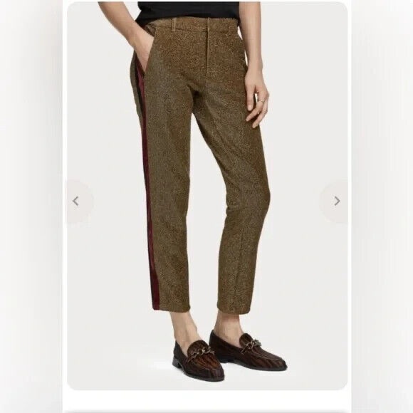 Scotch & Soda Maison Tapered Lurex Pants in Gold. Size Small. - Picture 4 of 11